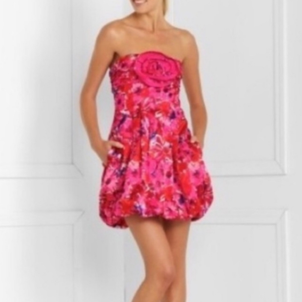 BCBGMaxAzria printed floral strapless bubble dress NWT